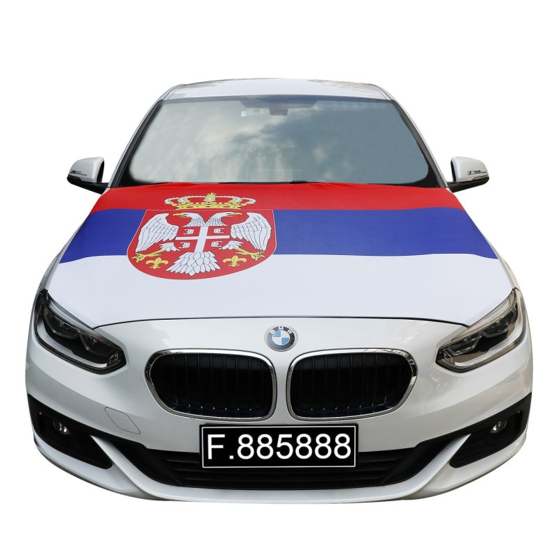 Serbien - Motorhauben Fahne
