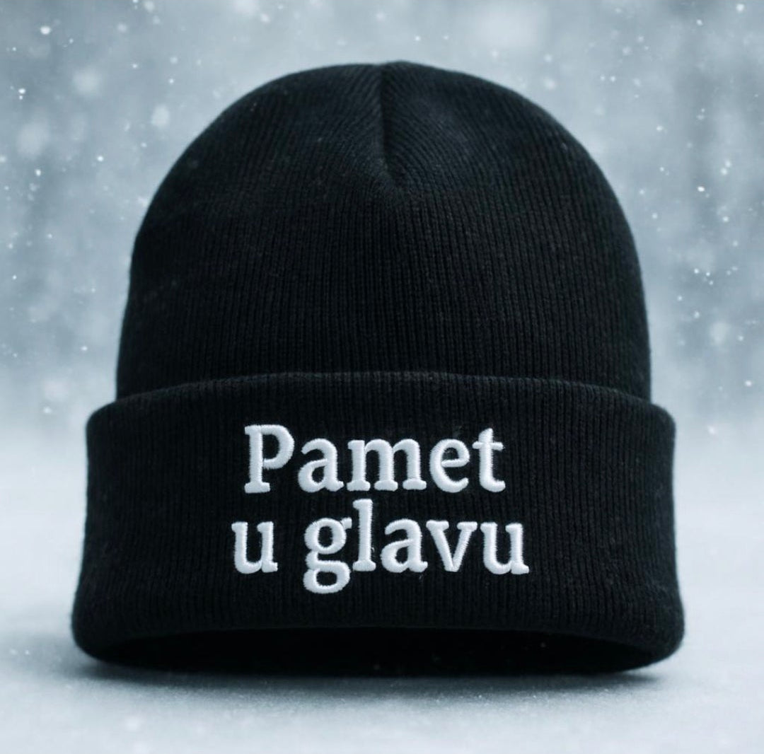 Schwarze "Pamet u glavu" Wintermütze
